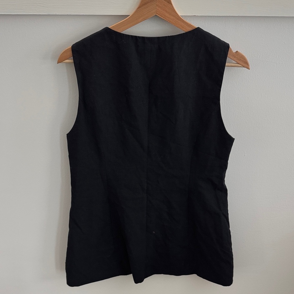 Mina Self Black Tailored Sleeveless Blazer Vest Minimalist Button Front Size S - Picture 6 of 7
